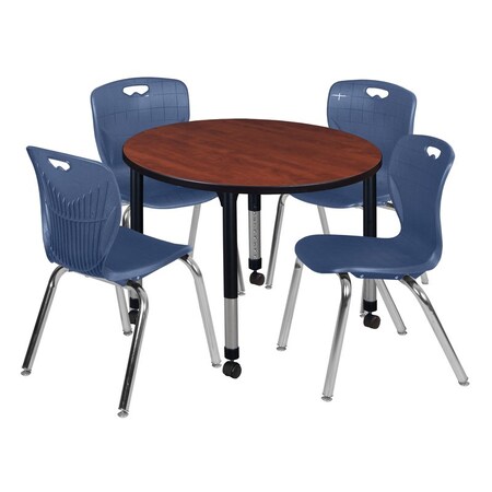Regency Tables > Height Adjustable > Round Mobile Table & Chair Sets, 36 W, 36 L, 23-34 H, Cherry TB36RNDCHAPCBK40NV